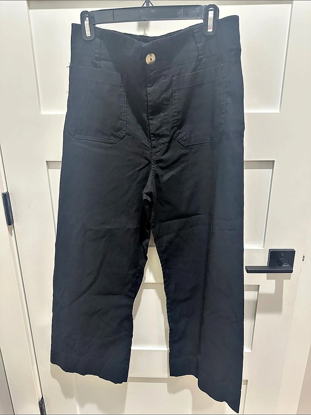 maeve The Colette Crop Wide-Leg Pants Black Waist 32